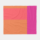 Hete roze en Oranje kleurenblokken Fleece Deken (Voorkant (Horizontaal))
