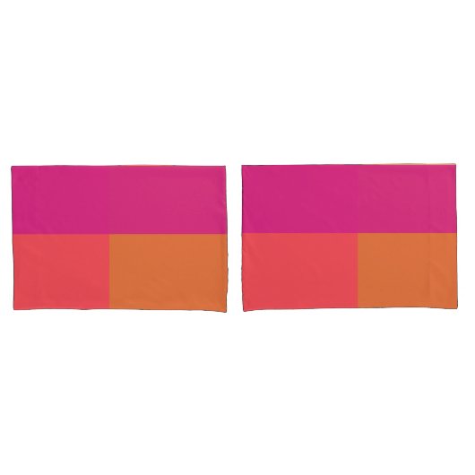 Hete roze en Oranje kleurenblokken Kussensloop (Voorkant-Set)