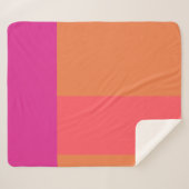 Hete roze en Oranje kleurenblokken Sherpa Deken (Voorkant (horizontaal))