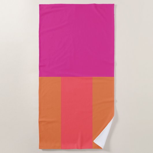 Hete roze en Oranje kleurenblokken Strandlaken (Voorkant)