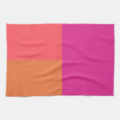 Hete roze en Oranje kleurenblokken Theedoek (Horizontaal)