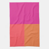 Hete roze en Oranje kleurenblokken Theedoek (Verticaal)