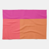 Hete roze en Oranje kleurenblokken Theedoek (Horizontaal)