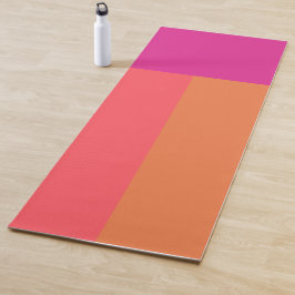 Hete roze en Oranje kleurenblokken Yogamat