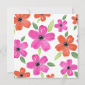 Hete roze en Oranje Waterverf Floral Motif Kaart (Achterkant)