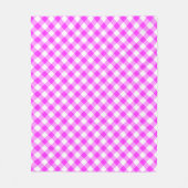 Hete roze en witte Buffalo Plaid Fleece Deken (Voorkant)
