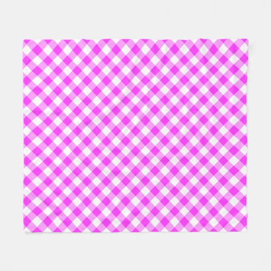 Hete roze en witte Buffalo Plaid Fleece Deken (Voorkant (Horizontaal))