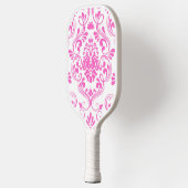 Hete roze en witte Damask Bloemen Pickleball Paddle (Links)