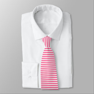 Hete Roze en Witte Strepen Stropdas