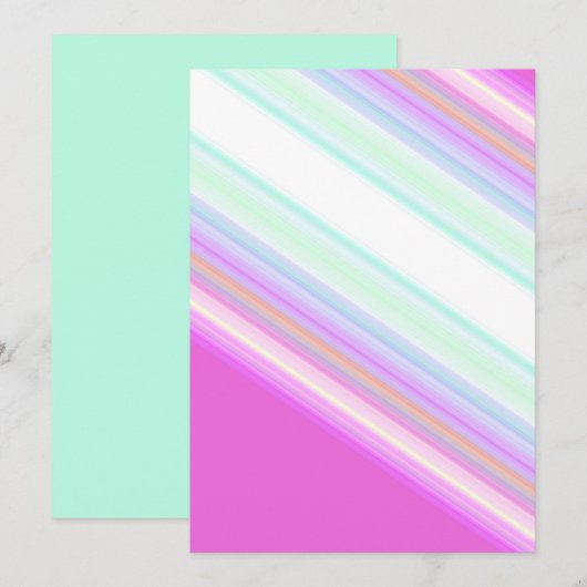 Hete roze en witte strips feestdagenkaart (Voorkant / Achterkant)