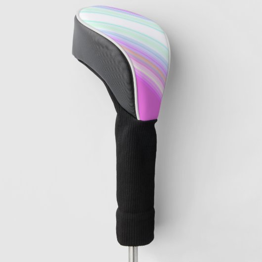 Hete roze en witte strips golfheadcover (Schuin)