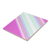Hete roze en witte strips tegeltje (Zijkant)