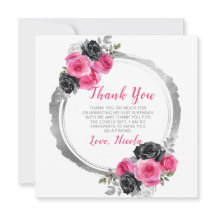 Hete roze en zilveren elegante bloemen verjaardag