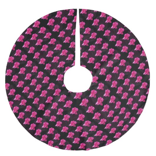 Hete roze en zwart Roos patroon, Kerstboom Rok (Voorkant)