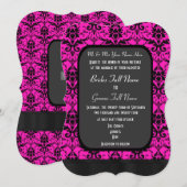 Hete roze en zwarte dwergbruiloft kaart (Voorkant / Achterkant)