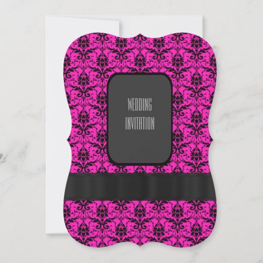 Hete roze en zwarte dwergbruiloft kaart (Achterkant)