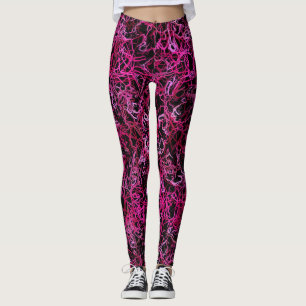 Hete Roze en Zwarte Elektrisch Leggings