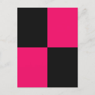 Hete Roze en Zwarte Kleurenblokken Feestdagenkaart