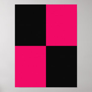 Hete Roze en Zwarte Kleurenblokken Poster