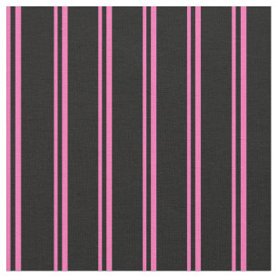 Hete roze en zwarte lijnen / strepen patroon stof