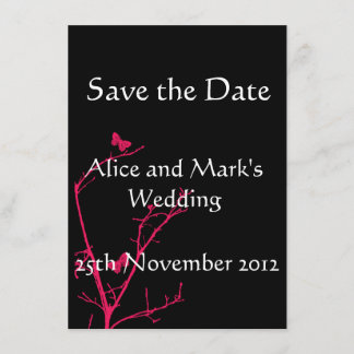 hete roze en zwarte sla de datumkaart op save the date
