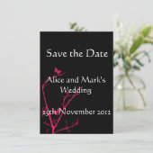 hete roze en zwarte sla de datumkaart op save the date (Staand voorkant)