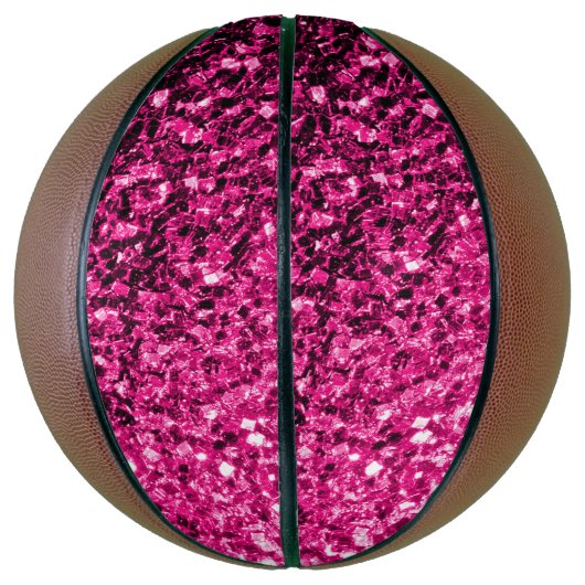 Hete roze faux glitter schittert bling basketbal (Verticaal)