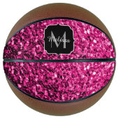 Hete roze faux glitter sparkle Monogram naam Basketbal (Voorkant)