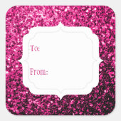 Hete roze faux glitter sparkles Gift Label Sticker (Voorkant)