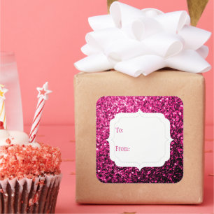 Hete roze faux glitter sparkles Gift Label Sticker