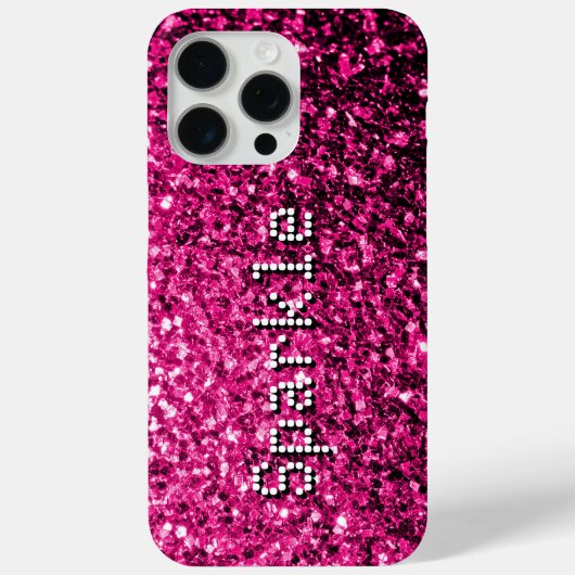 Hete roze faux glitters sprankelt Jouw tekst Case-Mate iPhone Case (Achterkant)
