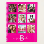 Hete roze foto collage monogram naam 2026 planner (Voorkant)