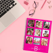 Hete roze foto collage monogram naam 2026 planner