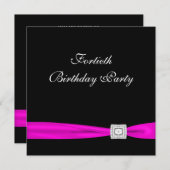 Hete Roze Fuchsia Vrouwen 40ste Verjaardagsfeest Kaart (Voorkant / Achterkant)