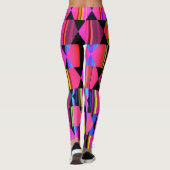 Hete roze geometrische zeshoeken en driehoeken leggings (Achterkant)