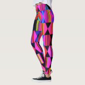 Hete roze geometrische zeshoeken en driehoeken leggings (Links)