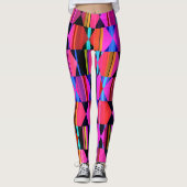 Hete roze geometrische zeshoeken en driehoeken leggings (Voorkant)