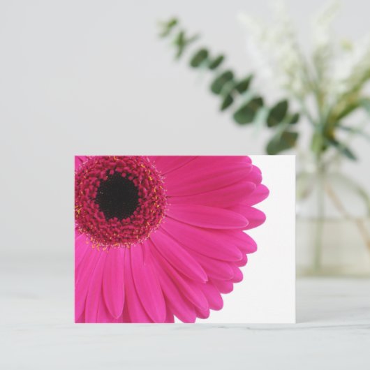 Hete Roze Gerbera Briefkaart (Staand voorkant)
