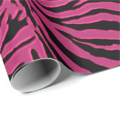 Hete Roze Gestreepte Dierlijke Druk Cadeaupapier (Rol Hoek)