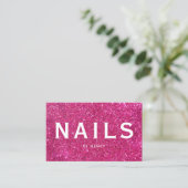 Hete Roze Glitter Nails Visitekaartje (Staand voorkant)