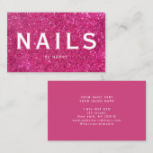 Hete Roze Glitter Nails Visitekaartje (Voorkant / Achterkant)