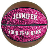Hete roze glitter sprankelt Jouw naam Team Basketbal (Voorkant)