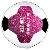 Hete roze glitter sprankelt Jouw naam Team Voetbal (Gedraaid)