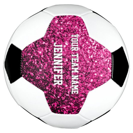 Hete roze glitter sprankelt Jouw naam Team Voetbal (Gedraaid)