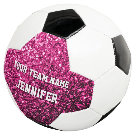 Hete roze glitter sprankelt Jouw naam Team Voetbal (Drie kwart)