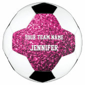 Hete roze glitter sprankelt Jouw naam Team Voetbal (Voorkant)