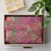 Hete Roze Gouden Aardbei Wijnpatroon Tissuepapier (Geschenk)