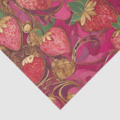 Hete Roze Gouden Aardbei Wijnpatroon Tissuepapier (Detail)