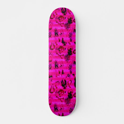 Hete Roze Graffiti Skateboarddekken Persoonlijk Skateboard (Voorkant)