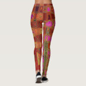 Hete Roze Groovy Abstracte Retro Atoomgolven Leggings (Achterkant)